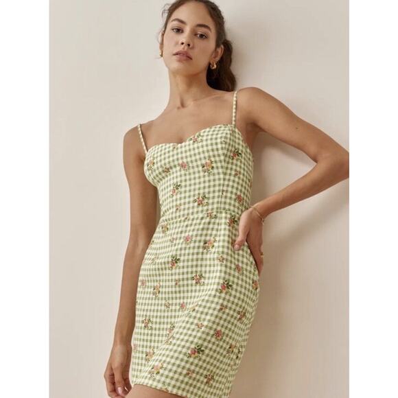Reformation Dresses & Skirts - NWT REFORMATION Dress 6 Gingham Picnic Linen Mini Patio Roarke Coquette Cottage